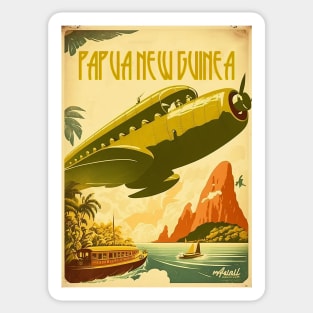 Papua New Guinea Plane Vintage Travel Art Poster Sticker